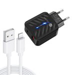 شاحن PD03 20 واط PD3.0 + QC3.0 USB مع كابل بيانات USB إلى 8 بن، قابس الاتحاد الأوروبي، قابس الاتحاد الأوروبي + كابل USB إلى 8 بن