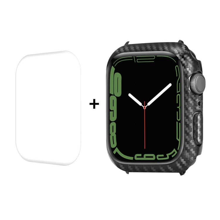ENKAY Carbon Fiber PC Case + Full Coverage PET Screen Protector, For Apple Watch Series 9 / 8 / 7 41mm, For Apple Watch Series 9 / 8 / 7 45mm