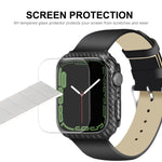 ENKAY Carbon Fiber PC Case + Full Coverage PET Screen Protector, For Apple Watch Series 9 / 8 / 7 41mm, For Apple Watch Series 9 / 8 / 7 45mm