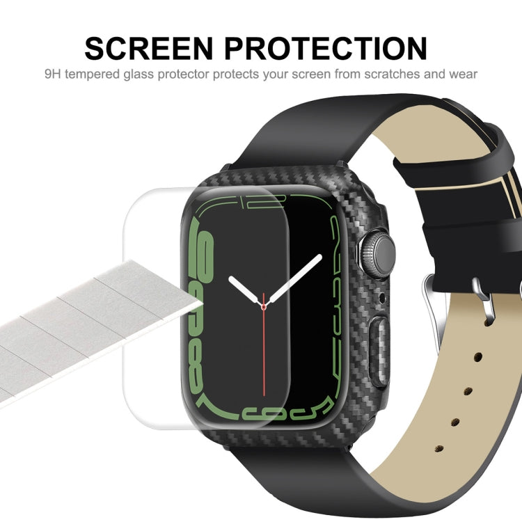 ENKAY Carbon Fiber PC Case + Full Coverage PET Screen Protector, For Apple Watch Series 9 / 8 / 7 41mm, For Apple Watch Series 9 / 8 / 7 45mm