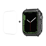 ENKAY Carbon Fiber PC Case + Full Coverage PET Screen Protector, For Apple Watch Series 9 / 8 / 7 41mm, For Apple Watch Series 9 / 8 / 7 45mm