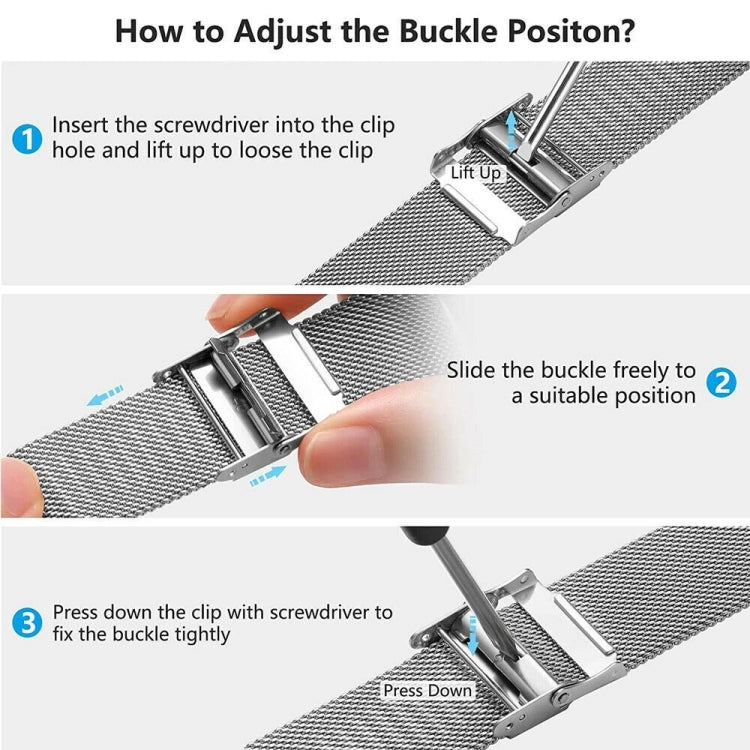 Milan Metal Steel Mesh One Buckle Strap, For Samsung Galaxy Watch 3 41mm, For Samsung Galaxy Watch 4 Classic 42mm / 46mm, For Samsung Galaxy Watch 4 40mm / 44mm, For Samsung Galaxy Gear Sport, For Samsung Galaxy Gear S2 Classic