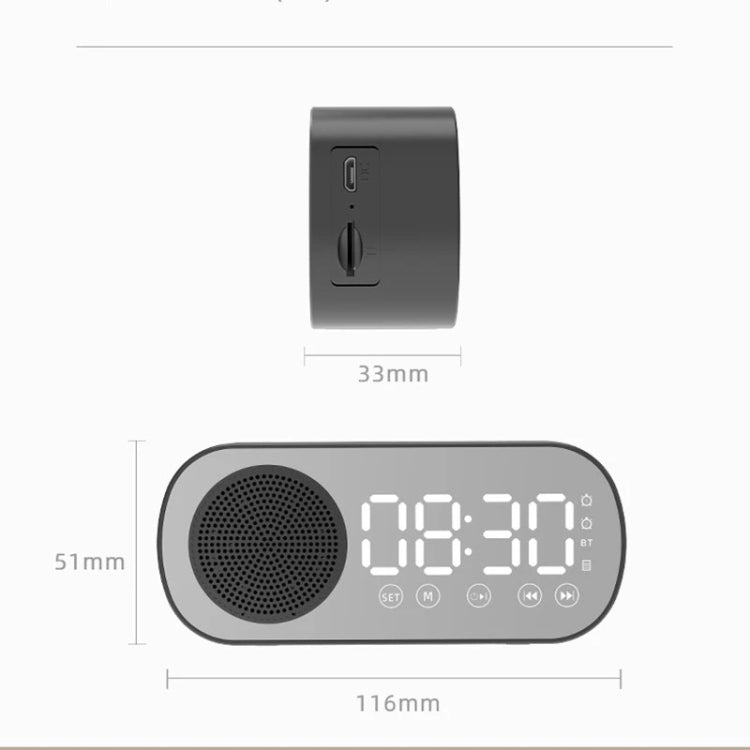 Z7 Digital Bluetooth 5.0 Speaker Multi-function Mirror Alarm Clock FM Radio, Z7 (Pink), Z7 (Black), Z7 (White)