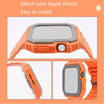 Silicone Strap with Case For Apple Watch Series, 7 41mm / 6&SE&5&4 40mm / 3&2&1 38mm, 7 45mm / 6&SE&5&4 44mm / 3&2&1 42mm