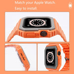 Silicone Strap with Case For Apple Watch Series, 7 41mm / 6&SE&5&4 40mm / 3&2&1 38mm, 7 45mm / 6&SE&5&4 44mm / 3&2&1 42mm
