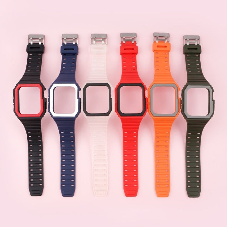 Silicone Strap with Case For Apple Watch Series, 7 41mm / 6&SE&5&4 40mm / 3&2&1 38mm, 7 45mm / 6&SE&5&4 44mm / 3&2&1 42mm