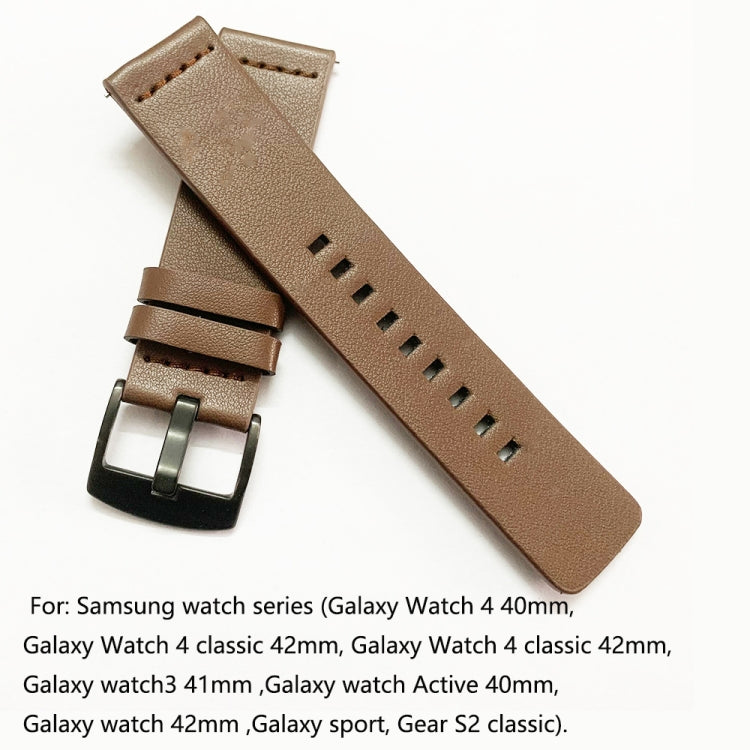 Leather Watch Strap, For Samsung Galaxy Watch 4 44mm, For Samsung Galaxy Watch 4 40mm, For Samsung Galaxy Watch 4 Classic 46mm, For Samsung Galaxy Watch 4 Classic 42mm, For Samsung Galaxy Watch Active 2 40mm, For Samsung Galaxy Watch Active 2 44mm     ...