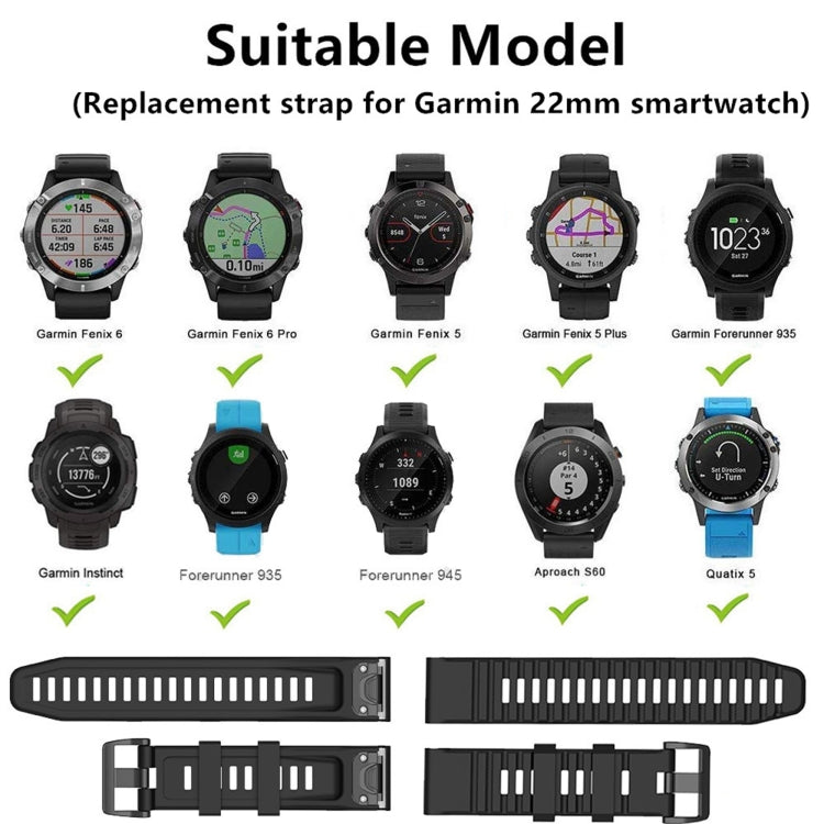 Silicone Sports Strap, For Garmin Fenix 6 Pro GPS, For Garmin Fenix 5, For Garmin Fenix 5 Plus