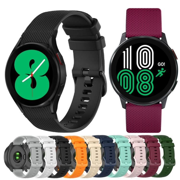20mm Checkered Silicone Strap, For Samsung Galaxy Watch 4 40mm / 44mm, For Samsung Galaxy Watch 4 Classic 42mm / 46mm, For Samsung Galaxy Watch 3 41mm, For Samsung Galaxy Watch Active 2 40mm / 44mm