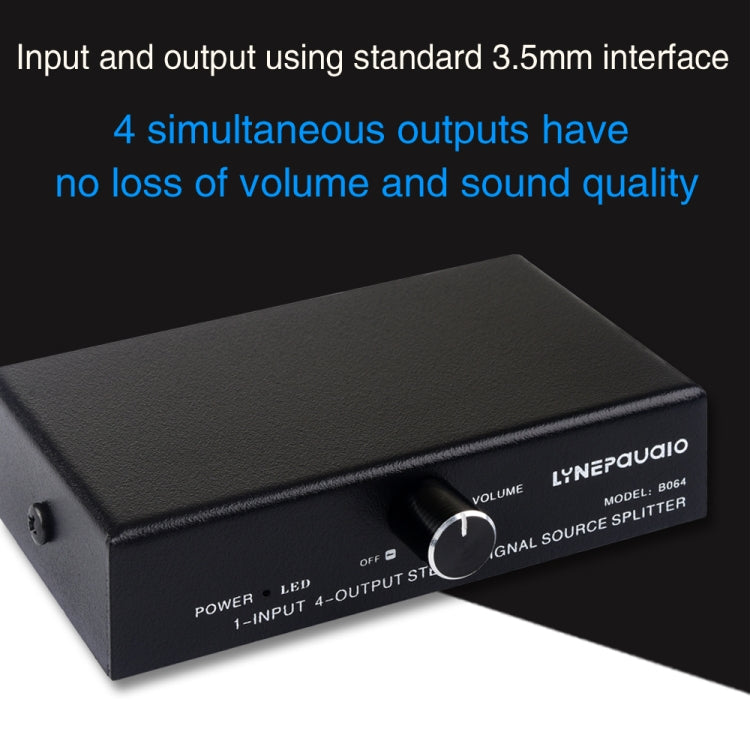 1 In 4 Out Audio Frequency Signal Splitter Distribute Device, Non Consumption, 3.5mm Interface Output, 1 In 4 Out 3.5mm Interface