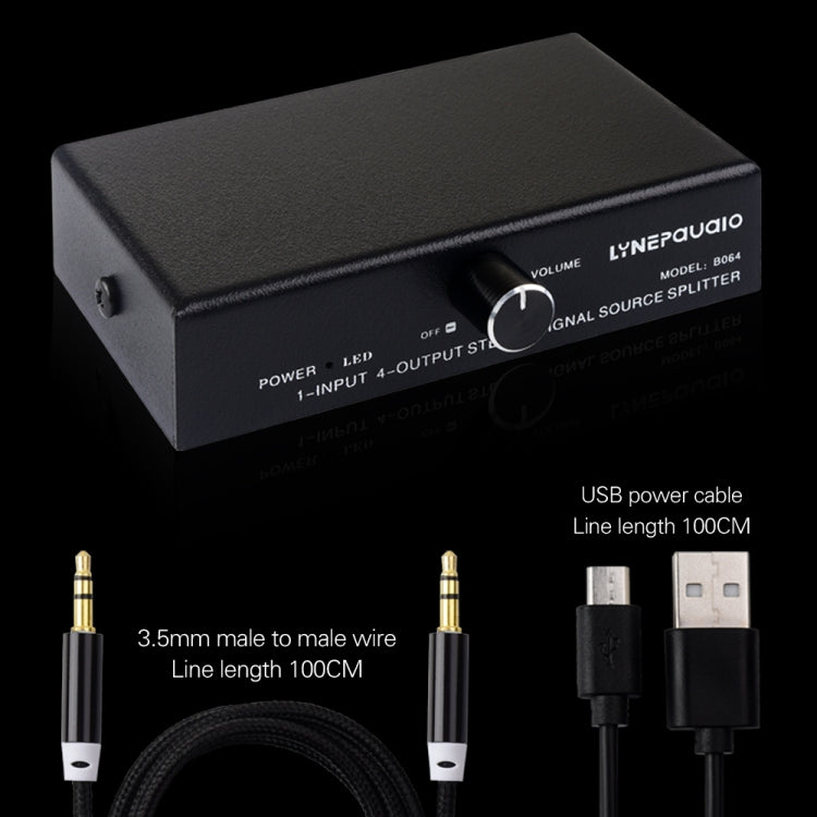 1 In 4 Out Audio Frequency Signal Splitter Distribute Device, Non Consumption, 3.5mm Interface Output, 1 In 4 Out 3.5mm Interface