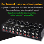 B066 Mini Stereo 8 Channel RCA Non Source Sound Passive Mixer, No Power Supply, 8 Channel RCA