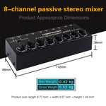 B066 Mini Stereo 8 Channel RCA Non Source Sound Passive Mixer, No Power Supply, 8 Channel RCA