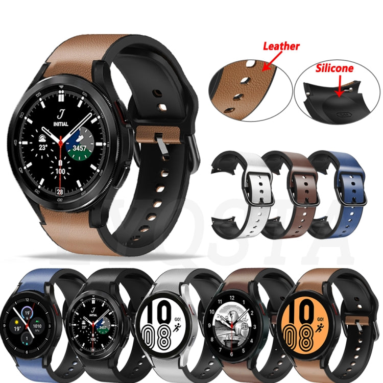 20mm Silicone Pasted Leather Strap, For Samsung Galaxy Watch 4 40mm, Samsung Galaxy Watch 4 44mm, For Samsung Galaxy Watch 4 Classic 42mm, For Samsung Galaxy Watch 4 Classic 46mm
