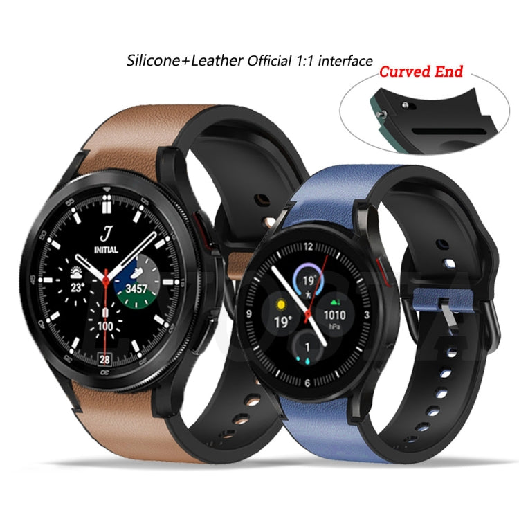 20mm Silicone Pasted Leather Strap, For Samsung Galaxy Watch 4 40mm, Samsung Galaxy Watch 4 44mm, For Samsung Galaxy Watch 4 Classic 42mm, For Samsung Galaxy Watch 4 Classic 46mm