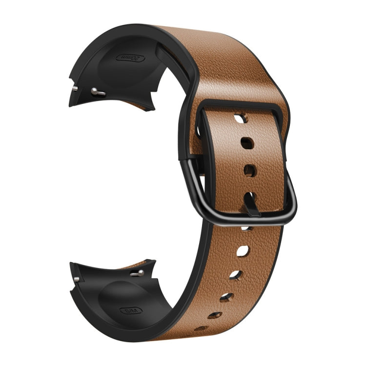 20mm Silicone Pasted Leather Strap, For Samsung Galaxy Watch 4 40mm, Samsung Galaxy Watch 4 44mm, For Samsung Galaxy Watch 4 Classic 42mm, For Samsung Galaxy Watch 4 Classic 46mm