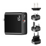 محول شحن لابتوب PD-65W USB-C / Type-C + QC3.0 USB، قابس أسترالي / قابس أمريكي / قابس أوروبي / قابس بريطاني، قابس أسترالي / قابس أمريكي / قابس أوروبي / قابس بريطاني
