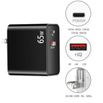 محول شحن لابتوب PD-65W USB-C / Type-C + QC3.0 USB، قابس أسترالي / قابس أمريكي / قابس أوروبي / قابس بريطاني، قابس أسترالي / قابس أمريكي / قابس أوروبي / قابس بريطاني