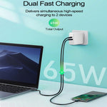 محول شحن لابتوب PD-65W USB-C / Type-C + QC3.0 USB، قابس أسترالي / قابس أمريكي / قابس أوروبي / قابس بريطاني، قابس أسترالي / قابس أمريكي / قابس أوروبي / قابس بريطاني