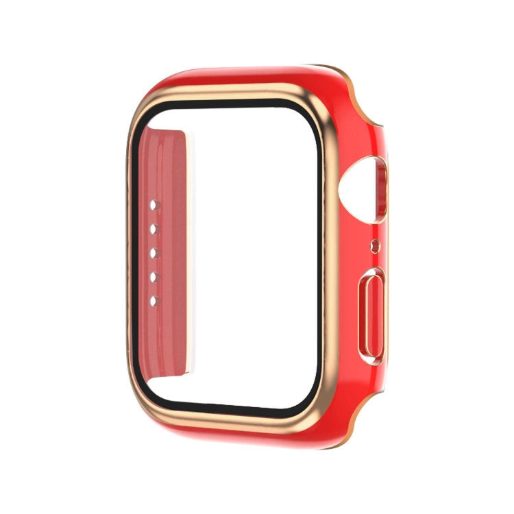 Electroplating Two-color PC+Tempered Film Watch Case, For Apple Watch Series 9 / 8 / 7 45mm, For Apple Watch Series 6/5/4/SE 44mm