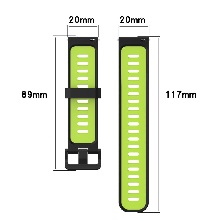 20mm Vertical Pattern Two-Color Silicone Watch Band, For Samsung Galaxy watch 42mm, For Samsung Gear Sport, For Samsung Gear S2 Classic