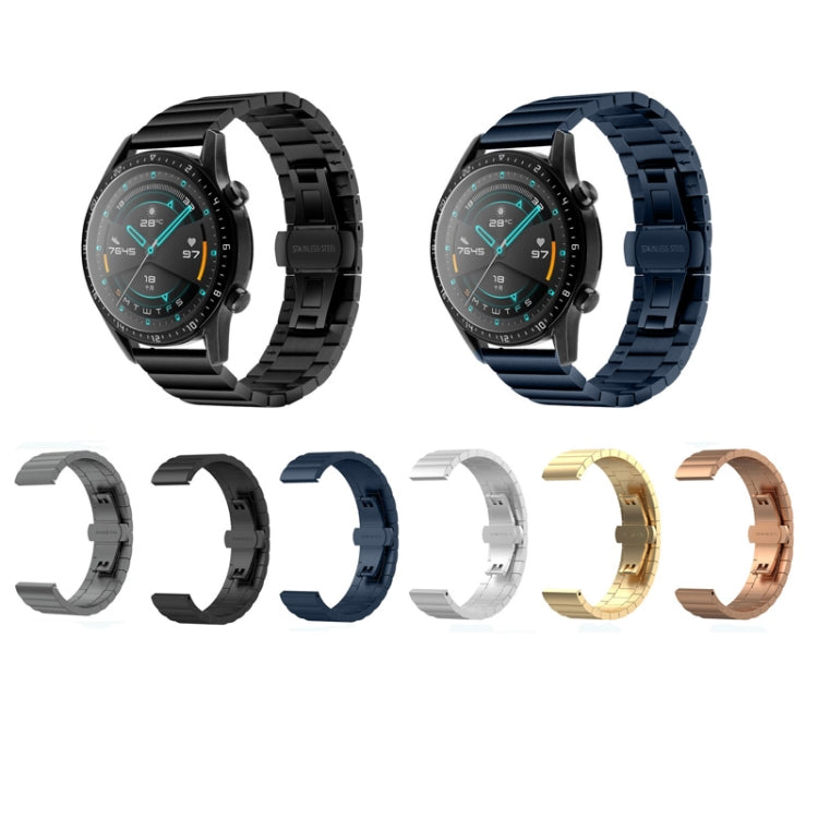 20mm One Bead Butterfly Buckle Metal Steel Watch Band, For Huawei Watch GT 3 Pro 43mm