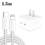 شاحن PD 35 واط بمنافذ USB-C / Type-C مزدوجة مع كابل بيانات Type-C إلى 8 بن، قابس الولايات المتحدة، قابس الولايات المتحدة + كابل 8 بن بطول 1 متر، قابس الولايات المتحدة + كابل 8 بن بطول 1.5 متر، قابس الولايات المتحدة + كابل 8 بن بطول 2 متر