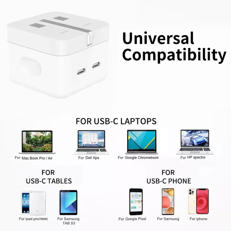 شاحن PD 35 واط بمنافذ USB-C / Type-C مزدوجة مع كابل بيانات Type-C إلى 8 بن، قابس المملكة المتحدة، قابس المملكة المتحدة + كابل 8 بن بطول 1 متر، قابس المملكة المتحدة + كابل 8 بن بطول 1.5 متر، قابس المملكة المتحدة + كابل 8 بن بطول 2 متر