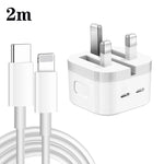 شاحن PD 35 واط بمنافذ USB-C / Type-C مزدوجة مع كابل بيانات Type-C إلى 8 بن، قابس المملكة المتحدة، قابس المملكة المتحدة + كابل 8 بن بطول 1 متر، قابس المملكة المتحدة + كابل 8 بن بطول 1.5 متر، قابس المملكة المتحدة + كابل 8 بن بطول 2 متر