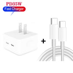 شاحن PD 35W بمنافذ USB-C / Type-C مزدوجة مع كابل بيانات Type-C إلى Type-C، قابس US، قابس US + كابل Type-C مزدوج بطول 1 متر، قابس US + كابل Type-C مزدوج بطول 2 متر
