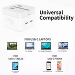 شاحن PD 35W بمنافذ USB-C / Type-C مزدوجة مع كابل بيانات Type-C إلى Type-C، قابس UK، قابس UK + كابل Type-C مزدوج بطول 1 متر، قابس UK + كابل Type-C مزدوج بطول 2 متر