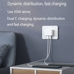 شاحن PD 35W بمنافذ USB-C / Type-C مزدوجة مع كابل بيانات Type-C إلى Type-C، قابس UK، قابس UK + كابل Type-C مزدوج بطول 1 متر، قابس UK + كابل Type-C مزدوج بطول 2 متر