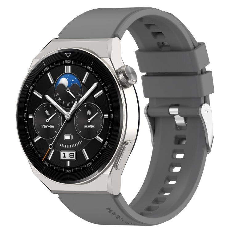 Protruding Head Silicone Strap Silver Buckle, For Huawei Watch GT2 42mm / Watch 2 20mm, For Honor Magic Watch 2 42mm 20mm