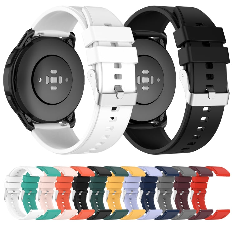 Protruding Head Silicone Strap Silver Buckle, For Samsung Galaxy Watch Heart-L 20mm, For Samsung Galaxy Watch4 40mm/44mm 20mm, For Samsung Galaxy Watch4 Classic 42mm/46mm 20mm, For Samsung Galaxy Watch3 41mm 20mm