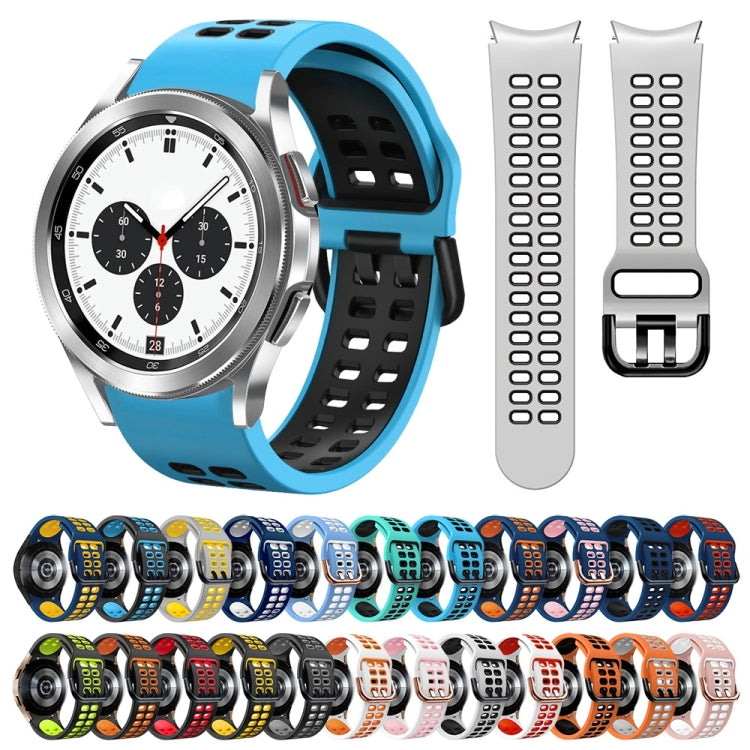 20mm Breathable Two-Color Silicone Watch Band, For Samsung Galaxy Watch 4 Classic 42mm, For Galaxy Watch Active 2