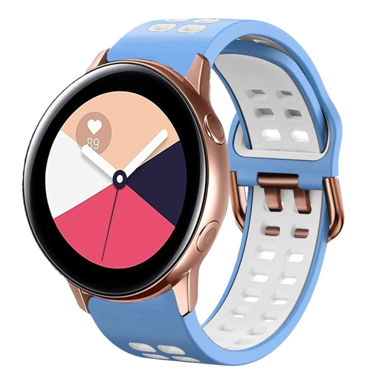 20mm Breathable Two-Color Silicone Watch Band, For Samsung Galaxy Watch 4 Classic 42mm, For Galaxy Watch Active 2