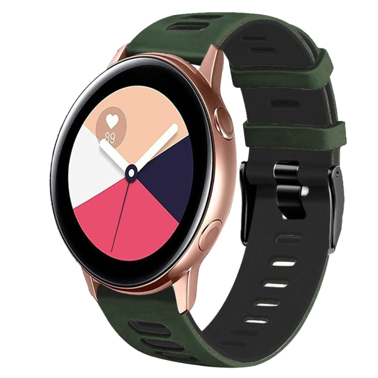 20mm Two-Color Silicone Watch Band, For Samsung Galaxy Watch 4 Classic 42mm, For Samsung Galaxy Watch Active 2