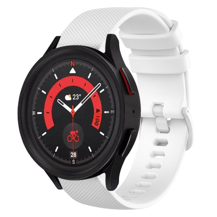 20mm Plaid Solid Color Silicone Watch Band, For Samsung Galaxy Watch5  40mm, For Samsung Galaxy Watch5  44mm, For Samsung Galaxy Watch5 Pro 45mm, For Samsung Galaxy Watch4 40mm