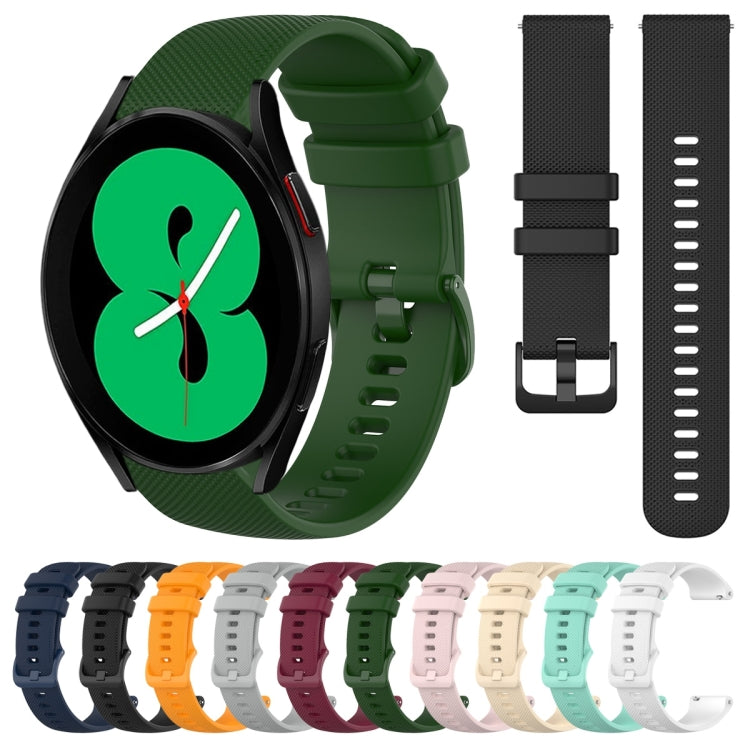 20mm Plaid Solid Color Silicone Watch Band, For Samsung Galaxy Watch4 44mm, For Samsung Galaxy Watch4 Classic 46mm, For Samsung Galaxy Watch4 Classic 42mm, For Samsung Galaxy Watch Active 2