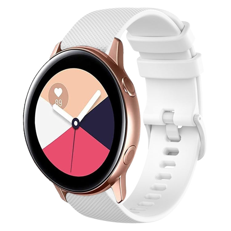 20mm Plaid Solid Color Silicone Watch Band, For Samsung Galaxy Watch4 44mm, For Samsung Galaxy Watch4 Classic 46mm, For Samsung Galaxy Watch4 Classic 42mm, For Samsung Galaxy Watch Active 2