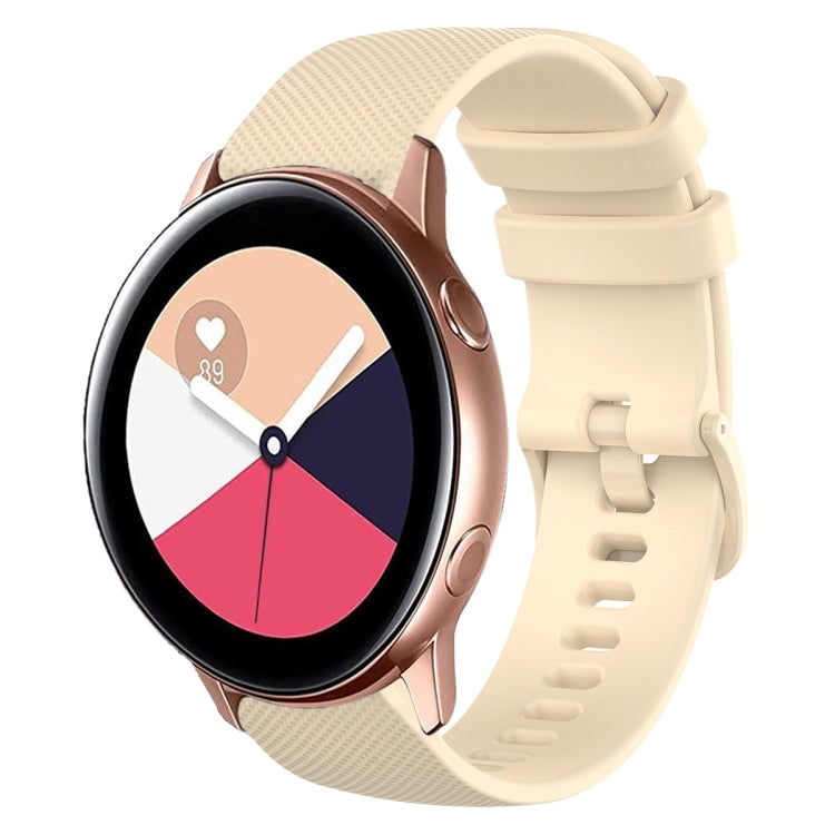 20mm Plaid Solid Color Silicone Watch Band, For Samsung Galaxy Watch4 44mm, For Samsung Galaxy Watch4 Classic 46mm, For Samsung Galaxy Watch4 Classic 42mm, For Samsung Galaxy Watch Active 2