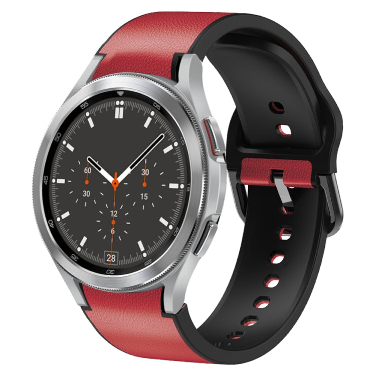 20mm Silicone Adhesive Leather Watch Band, For Samsung Galaxy Watch 4 Classic 46mm, For Samsung Galaxy Watch 4 Classic 42mm, For Samsung Galaxy Watch Active 2