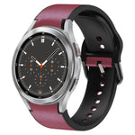 20mm Silicone Adhesive Leather Watch Band, For Samsung Galaxy Watch 4 Classic 46mm, For Samsung Galaxy Watch 4 Classic 42mm, For Samsung Galaxy Watch Active 2