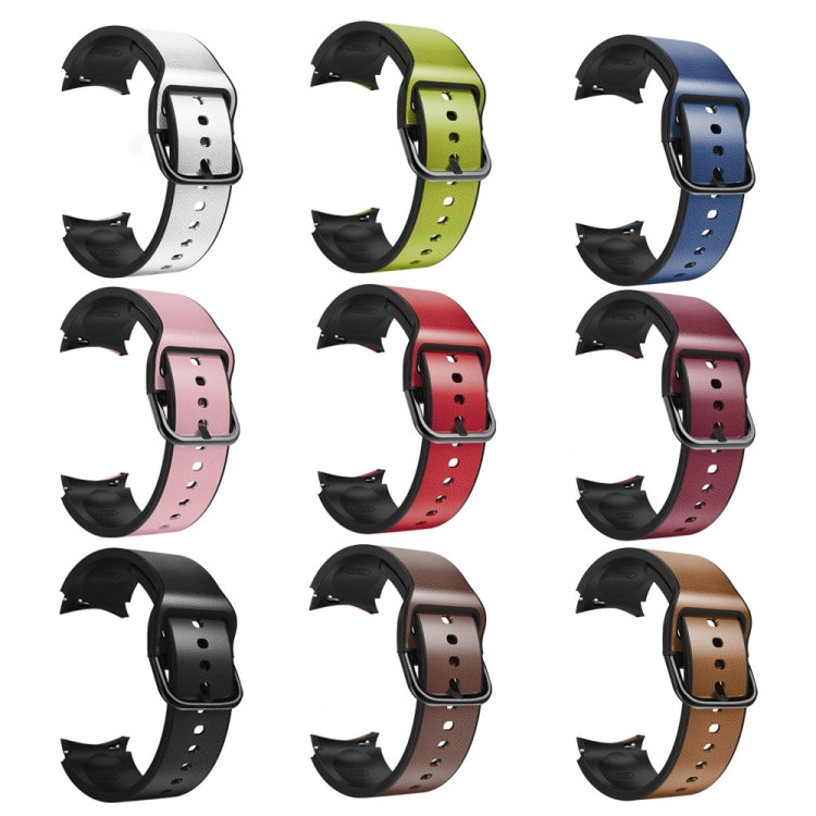 20mm Silicone Adhesive Leather Watch Band, For Samsung Galaxy Watch 4 Classic 46mm, For Samsung Galaxy Watch 4 Classic 42mm, For Samsung Galaxy Watch Active 2