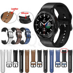 20mm Silicone Adhesive Leather Watch Band, For Samsung Galaxy Watch 4 Classic 46mm, For Samsung Galaxy Watch 4 Classic 42mm, For Samsung Galaxy Watch Active 2