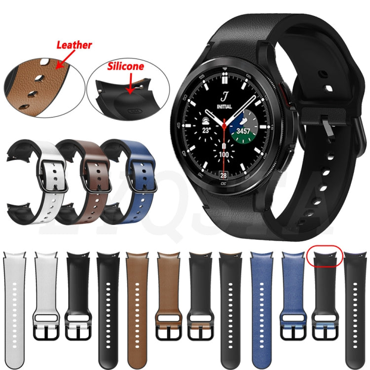 20mm Silicone Adhesive Leather Watch Band, For Samsung Galaxy Watch 4 Classic 46mm, For Samsung Galaxy Watch 4 Classic 42mm, For Samsung Galaxy Watch Active 2