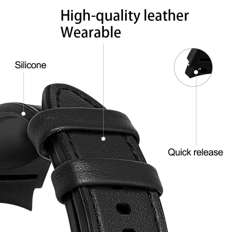 20mm Silicone Adhesive Leather Watch Band, For Samsung Galaxy Watch 4 Classic 46mm, For Samsung Galaxy Watch 4 Classic 42mm, For Samsung Galaxy Watch Active 2
