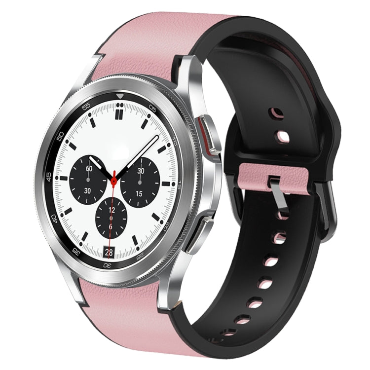 20mm Silicone Adhesive Leather Watch Band, For Samsung Galaxy Watch 4 Classic 46mm, For Samsung Galaxy Watch 4 Classic 42mm, For Samsung Galaxy Watch Active 2