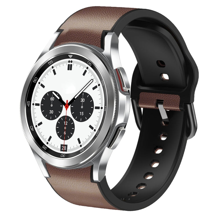 20mm Silicone Adhesive Leather Watch Band, For Samsung Galaxy Watch 4 Classic 46mm, For Samsung Galaxy Watch 4 Classic 42mm, For Samsung Galaxy Watch Active 2