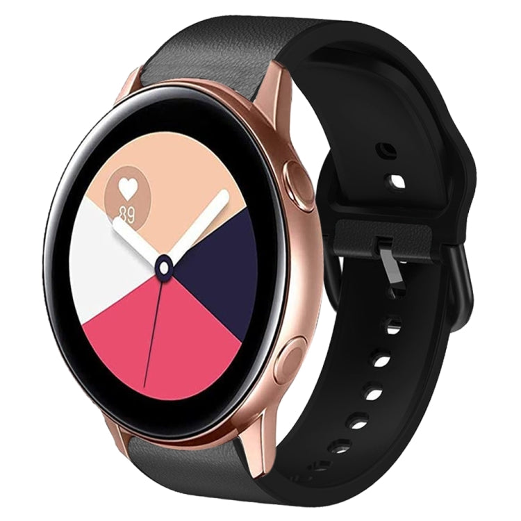 20mm Silicone Adhesive Leather Watch Band, For Samsung Galaxy Watch 4 Classic 46mm, For Samsung Galaxy Watch 4 Classic 42mm, For Samsung Galaxy Watch Active 2